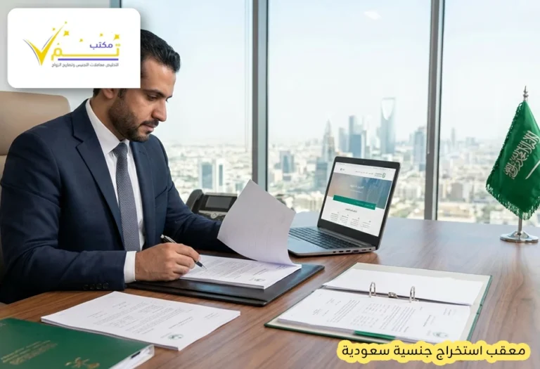 معقب استخراج جنسية سعودية خبير يقوم بتدقيق ملفات التجنيس ومراجعة المستندات الرسمية لضمان قبول المعاملة في وزارة الداخلية.