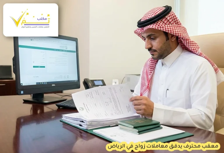 معقب محترف يدقق معاملات زواج في الرياض , تنسيق ملفات الزواج للجهات المختصة